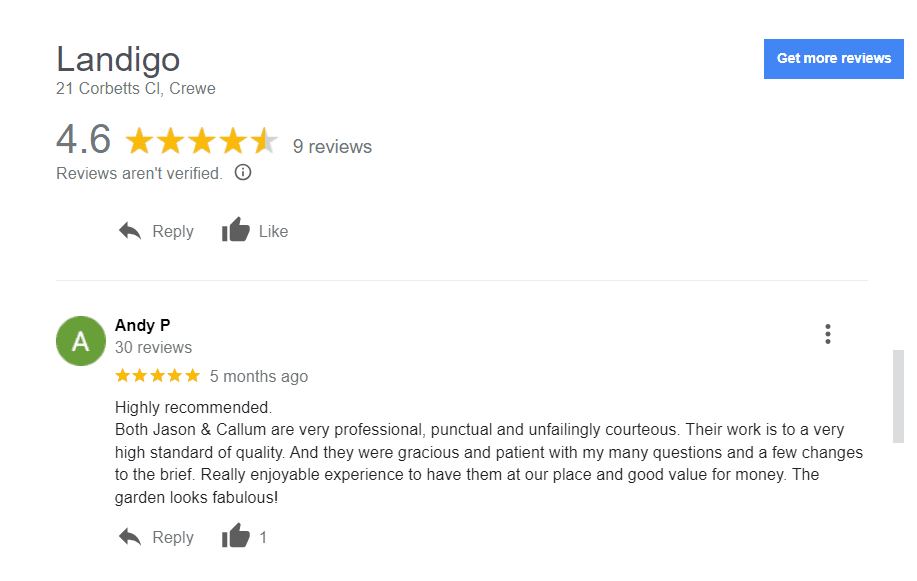 Landigo Google Reviews